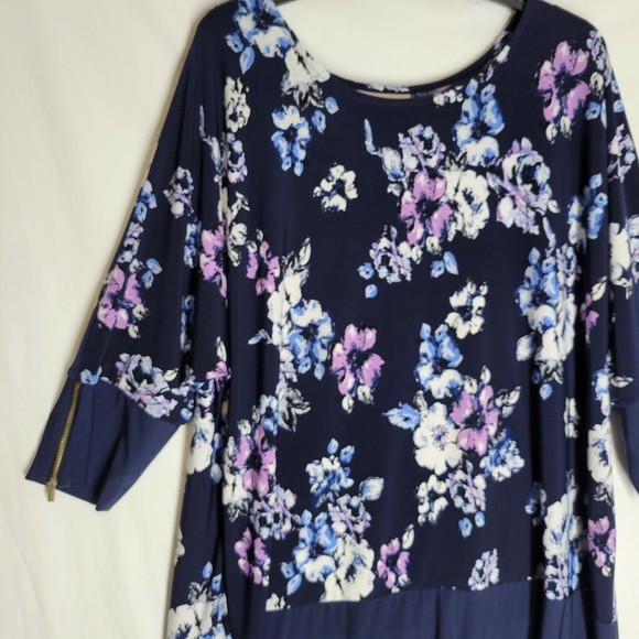 Woman Within Shirt Dress Multicolor Floral Print Sleeve Zip Detail Large 18/20 - Picture 4 of 7